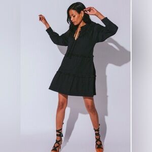 Cleobella Black Briar Mini Long Sleeve Dress Size XS